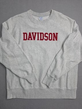 Champion Grey Crewneck Sweatshirt with Red Davidson Logo XL Reverse Weave